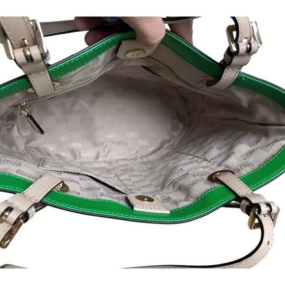 Michael Kors MK Jet Set Travel Tote Multifunction Green Hard Shell Medium NEW - Picture 12 of 16